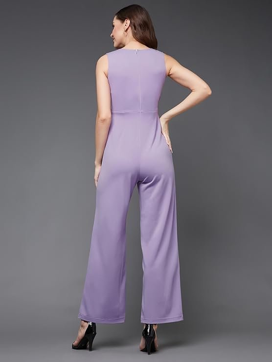 Miss Chase Women's V-Neck Sleeveless Solid Wrap Regular Length Jumpsuit - Image 10